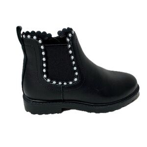 GB Girls ARYA-GIRL Black Ankle Boots with pearls trim